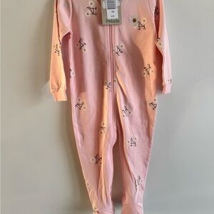 Pekkle 18months Pink Floral Kids Footie Pajamas